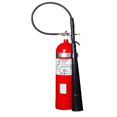 Carbon dioxide extinguisher with wall mount