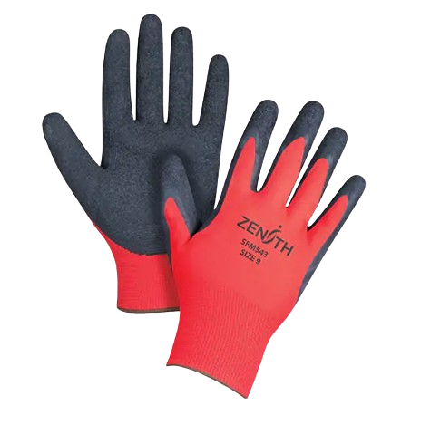 Gants enduits à prise crêpée noir & rouge