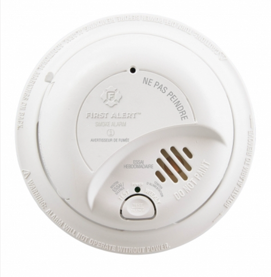 Avertisseur de fumée à ionisation BRK avec pile de secours, câblé, 120 V, blanc