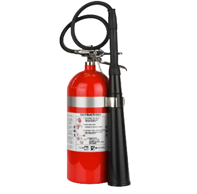 Carbon dioxide extinguisher with wall mount
