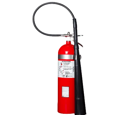 Carbon dioxide extinguisher with wall mount