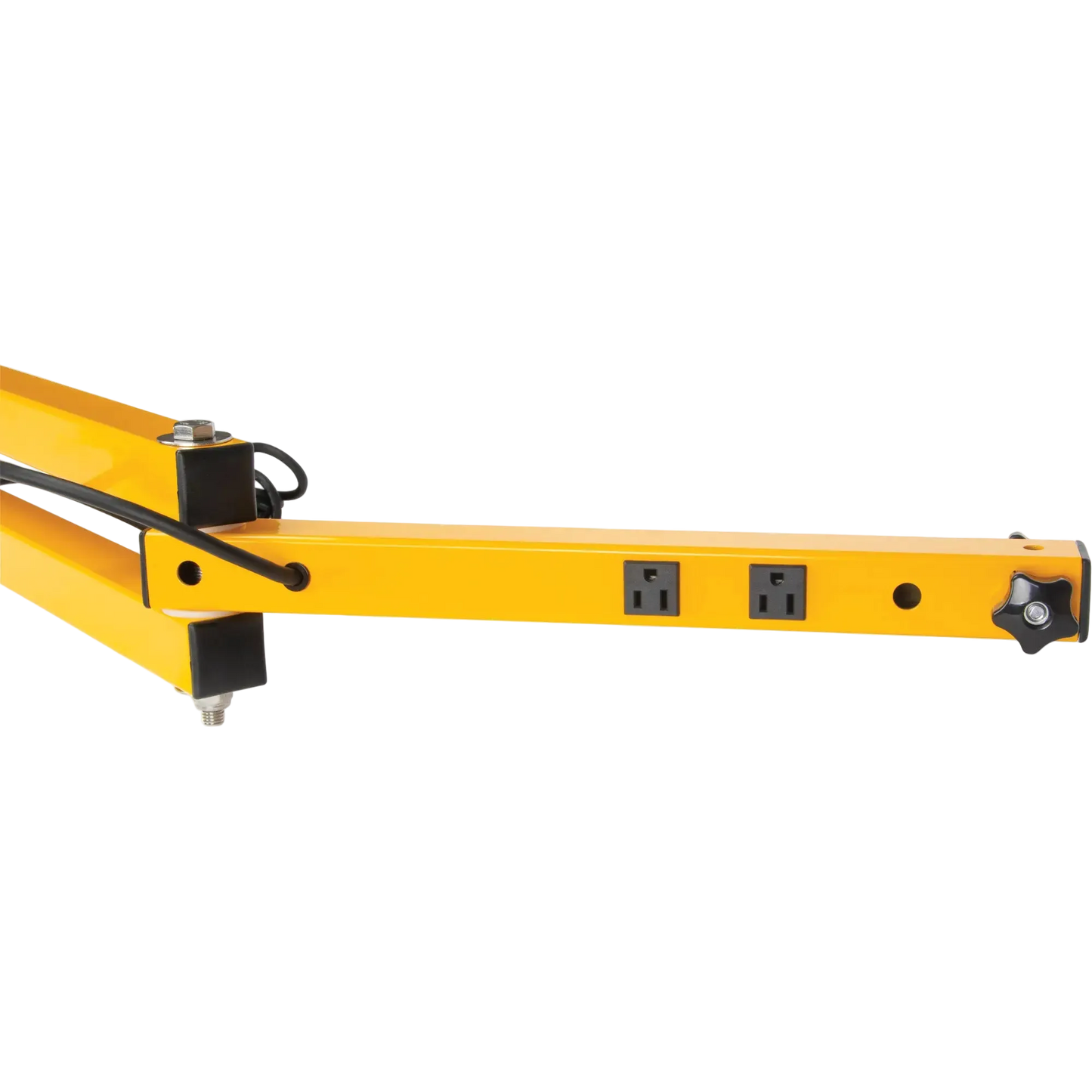 Double 180° lockable arms with two receptacles