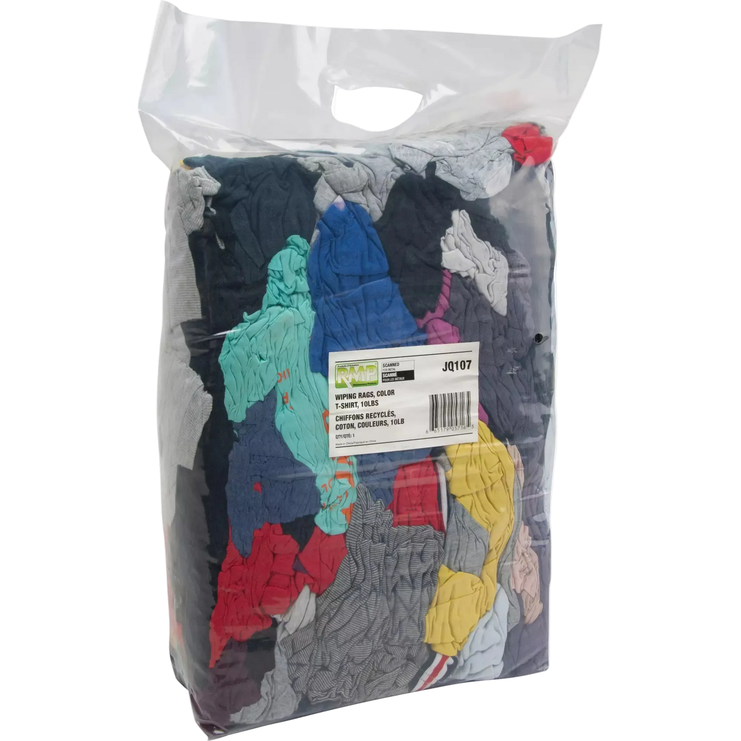Chiffons fabriqués à partir de matériaux recyclés, Coton, Mélange de couleurs, 10 lb